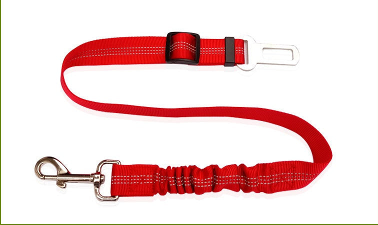 KFX-0272701 Adjustable Pet Traction Rope for Car Seat Belt - Nylon Safety Strap in Various Colors