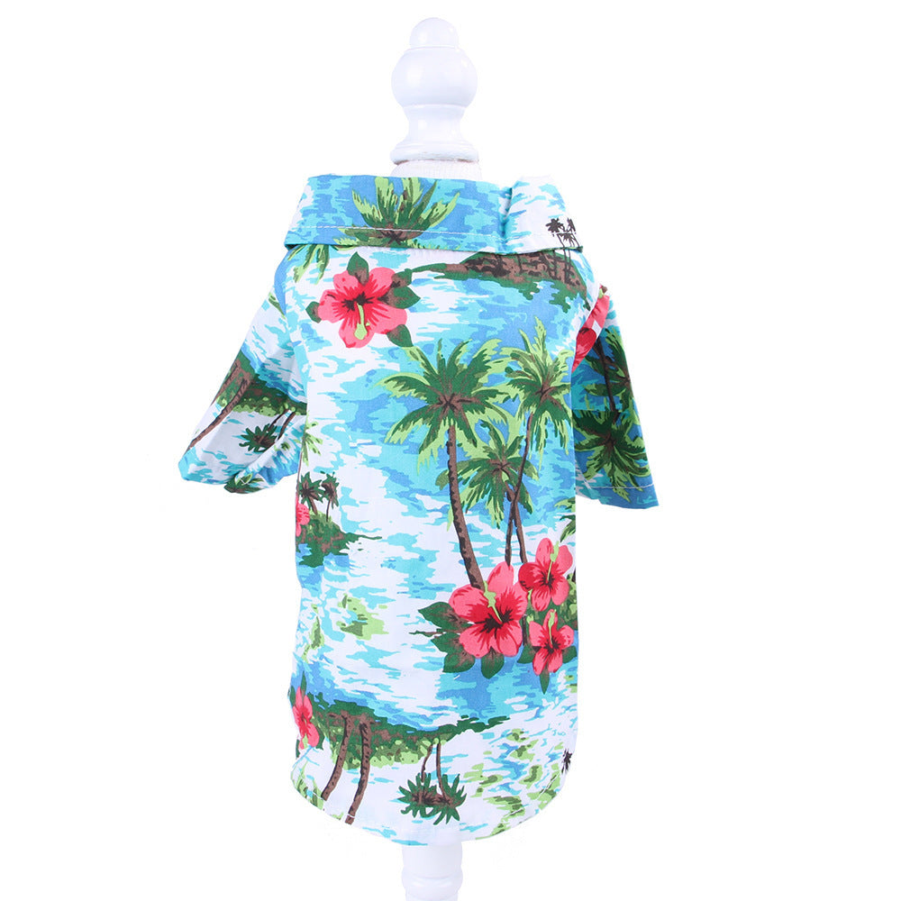 KFX-0273469 Teddy Shiba Inu Hawaiian Print Casual Shirts for Small and Medium Sizes