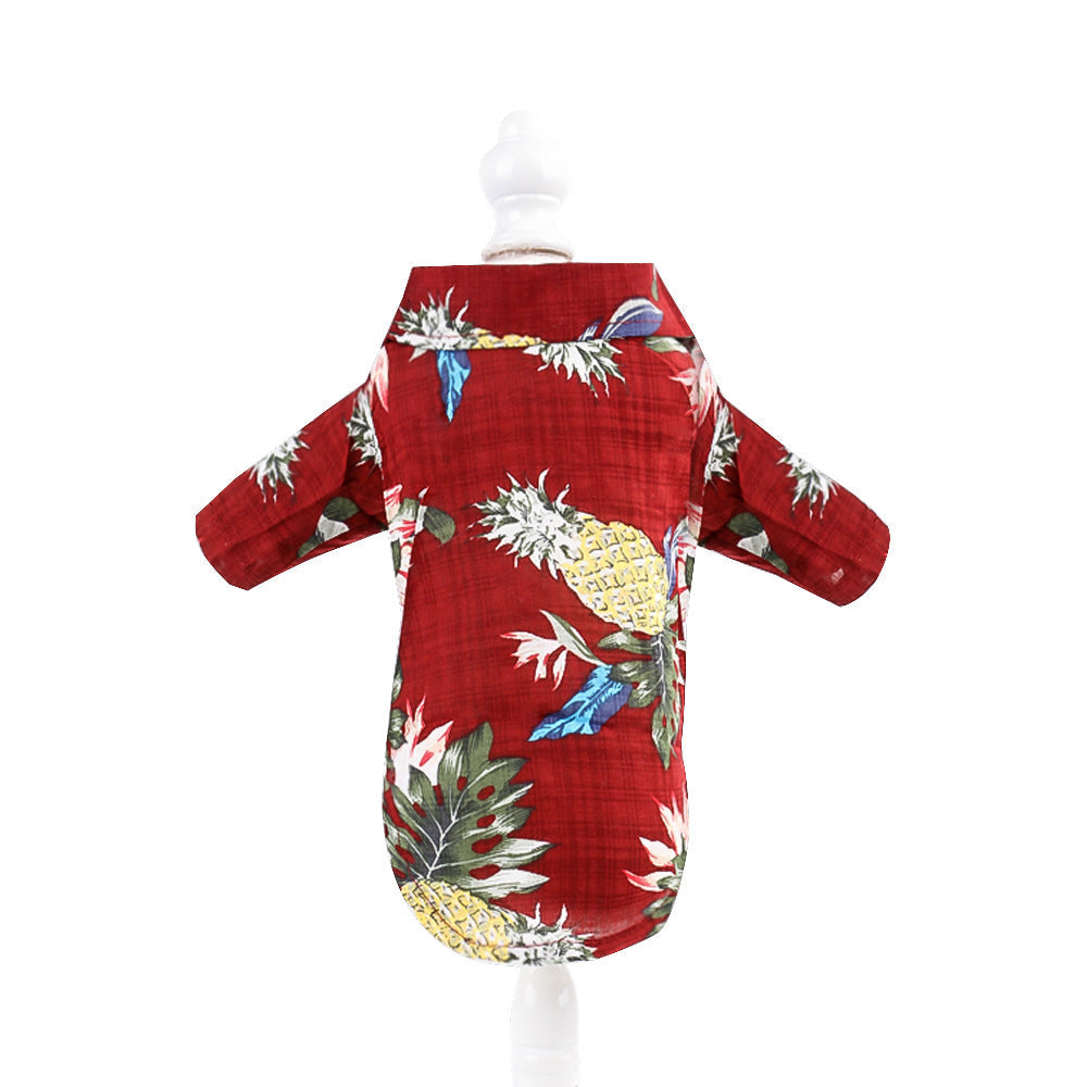 KFX-0273469 Teddy Shiba Inu Hawaiian Print Casual Shirts for Small and Medium Sizes