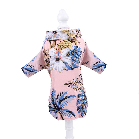 KFX-0273469 Teddy Shiba Inu Hawaiian Print Casual Shirts for Small and Medium Sizes