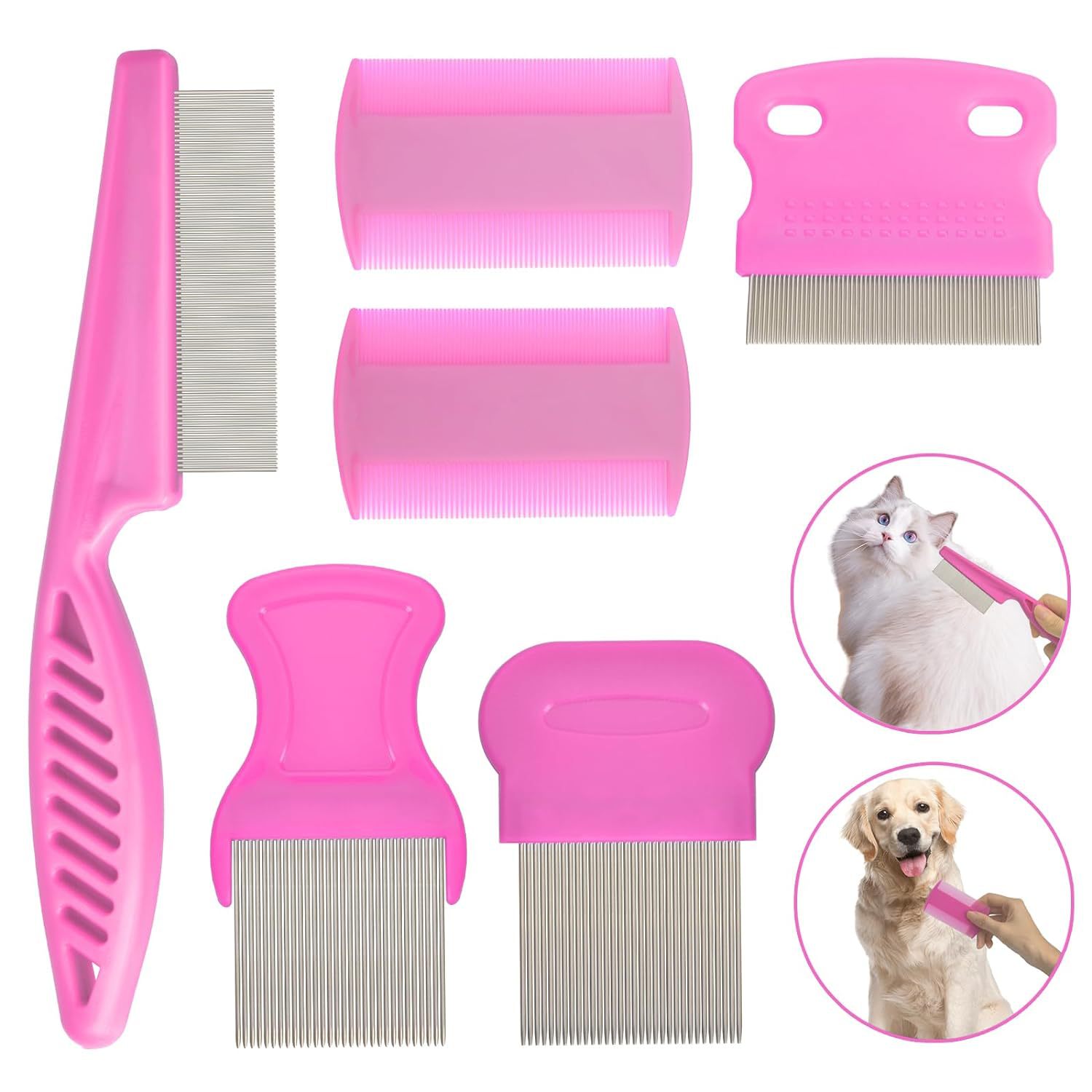 KFX-0274493 Stainless Steel Pet Flea Comb Set - 4-Piece for Comprehensive Grooming