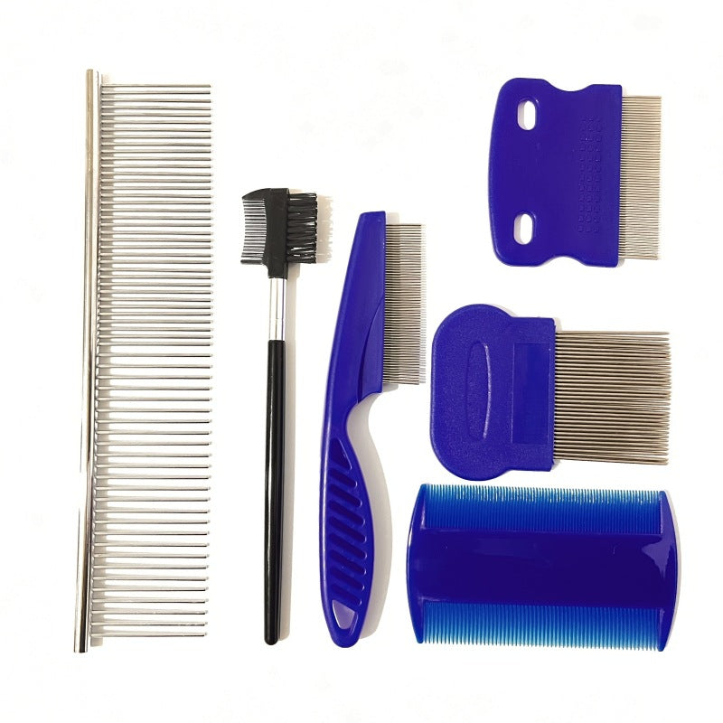 KFX-0274493 Stainless Steel Pet Flea Comb Set - 4-Piece for Comprehensive Grooming
