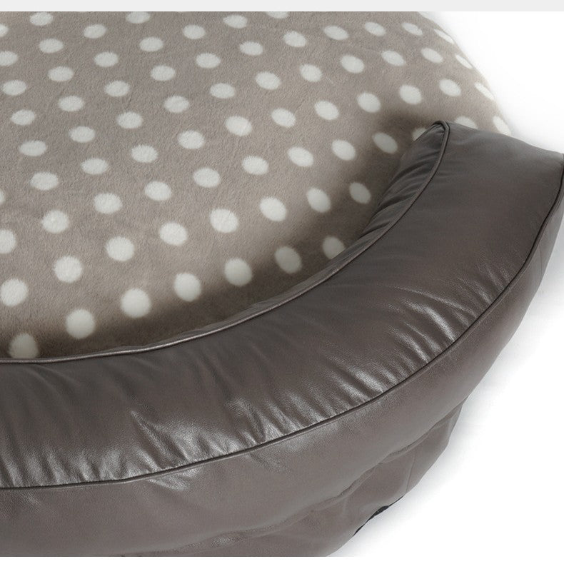 KFX-0278717 Large Dog Bed in Dot Style - Khaki & Dark Gray, 124 x 30CM, Comfortable Cloth Pet Nest