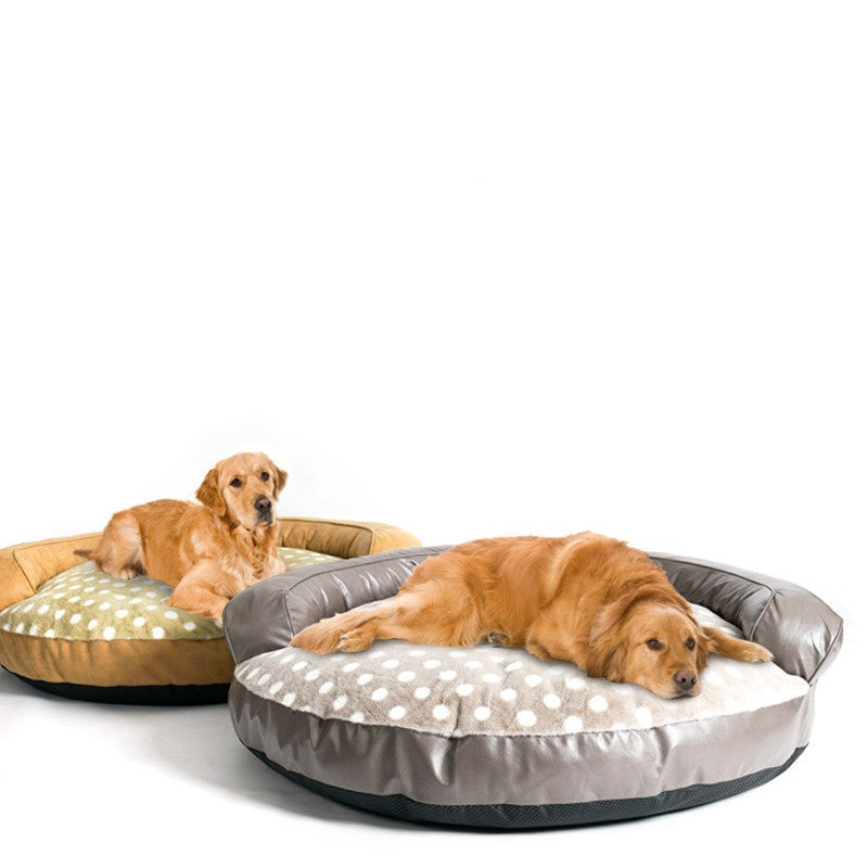 KFX-0278717 Large Dog Bed in Dot Style - Khaki & Dark Gray, 124 x 30CM, Comfortable Cloth Pet Nest