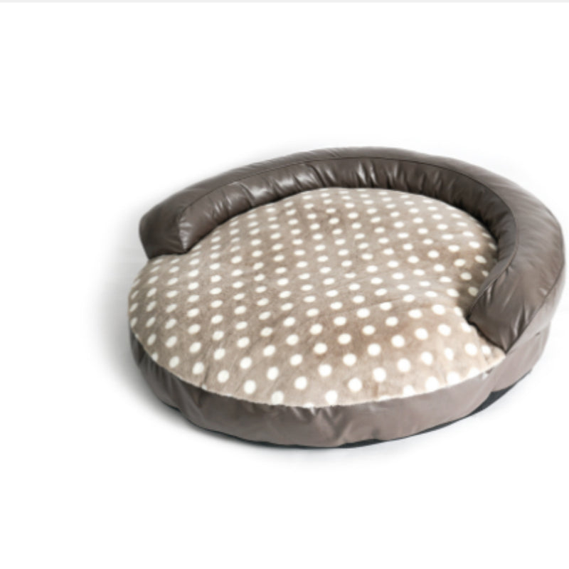 KFX-0278717 Large Dog Bed in Dot Style - Khaki & Dark Gray, 124 x 30CM, Comfortable Cloth Pet Nest
