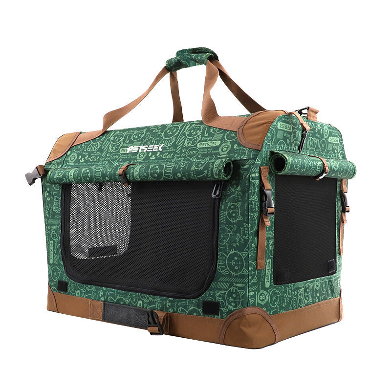 KFX-0282301 Large Capacity Folding Pet Carrier Bag for Cats and Small Dogs - Gray, Blue, Green Options