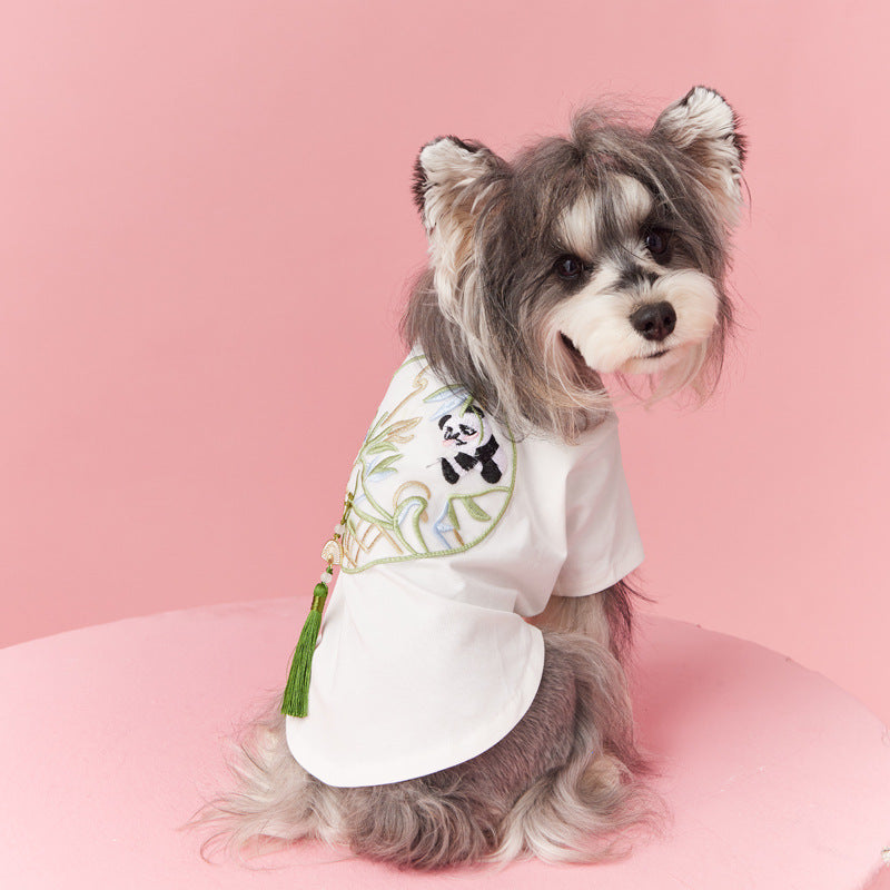 KFX-0283197 Neo-Chinese Style Cotton Dog Clothing for Schnauzers, Maltese, and Bichons - Available in White and Multiple Sizes