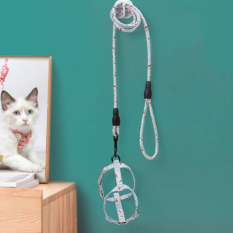 KFX-0283709 Cat I-Shaped Chest Harness for Comfortable Walking - Cotton & Metal Accessories, Sizes S/M