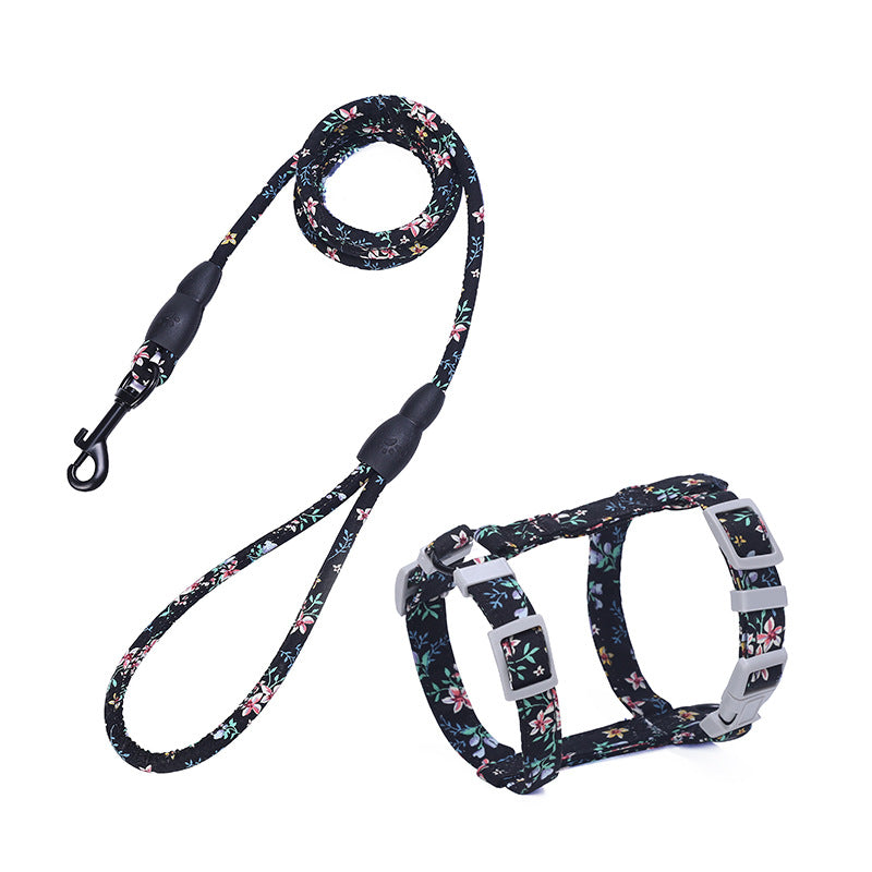 KFX-0283709 Cat I-Shaped Chest Harness for Comfortable Walking - Cotton & Metal Accessories, Sizes S/M