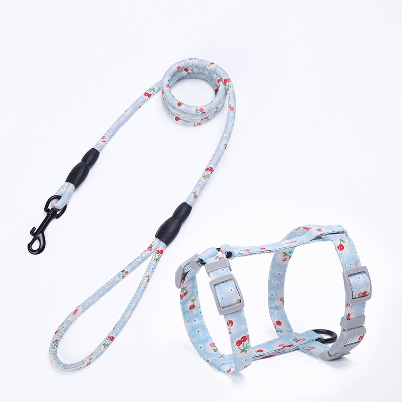 KFX-0283709 Cat I-Shaped Chest Harness for Comfortable Walking - Cotton & Metal Accessories, Sizes S/M