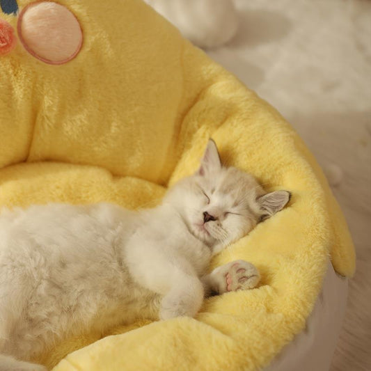 KFX-0284477 Cozy Semi-closed Cat Nest for All Seasons, 50x50x30cm, Soft Polyester and PP Cotton
