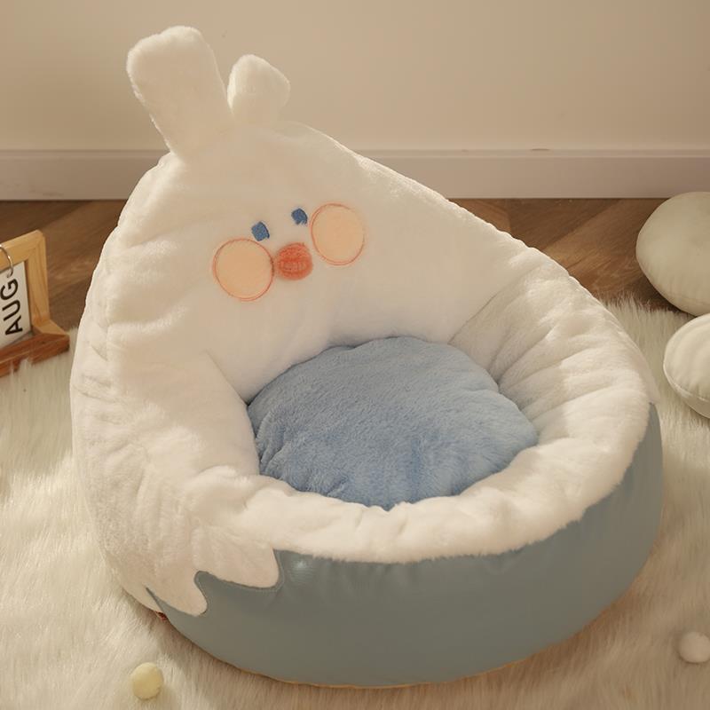 KFX-0284477 Cozy Semi-closed Cat Nest for All Seasons, 50x50x30cm, Soft Polyester and PP Cotton