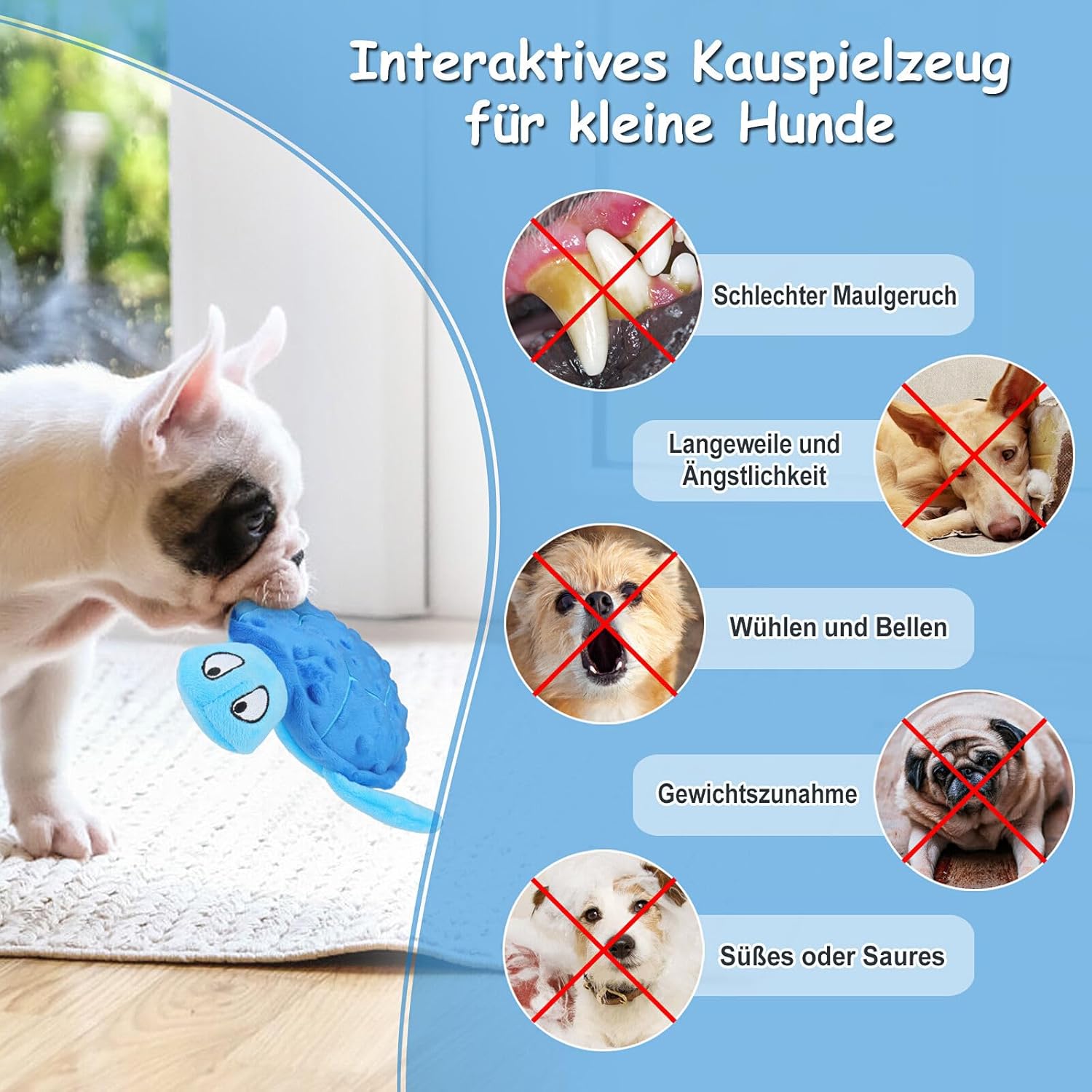 KFX-0285885 Durable Squeaky Sea Turtle Plush Toy for Small Dogs - Interactive Chew Toy for Teething and Anxiety Relief