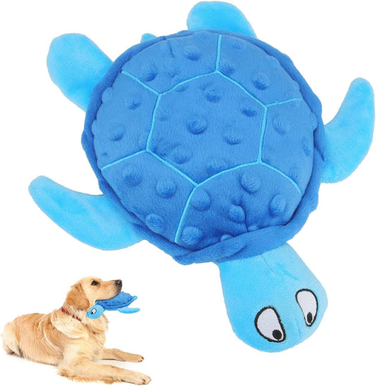 KFX-0285885 Durable Squeaky Sea Turtle Plush Toy for Small Dogs - Interactive Chew Toy for Teething and Anxiety Relief
