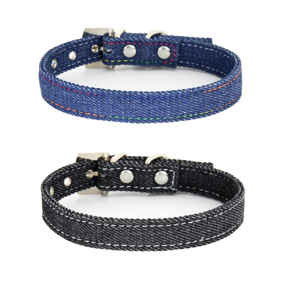 KFX-0286397 Adjustable Denim Cat Collar with Bell - Available in Blue and Black