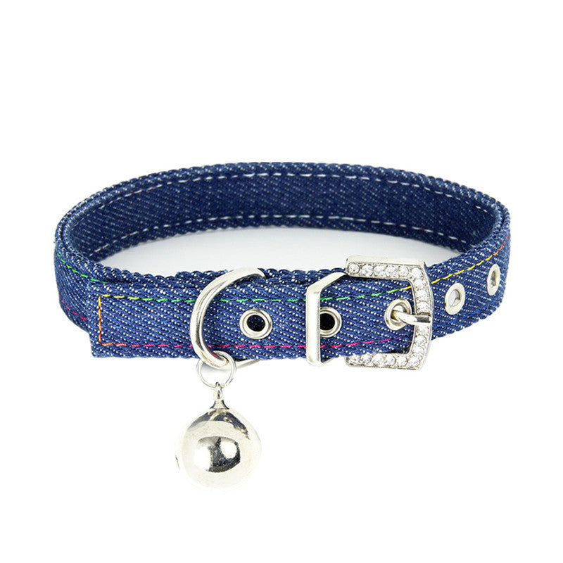 KFX-0286397 Adjustable Denim Cat Collar with Bell - Available in Blue and Black