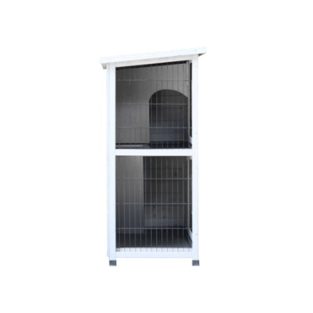 KFX-0288061 Spacious 2-Story Rabbit Hutch with Removable No-Leak Trays and Non-Slip Ramp for Small Animals