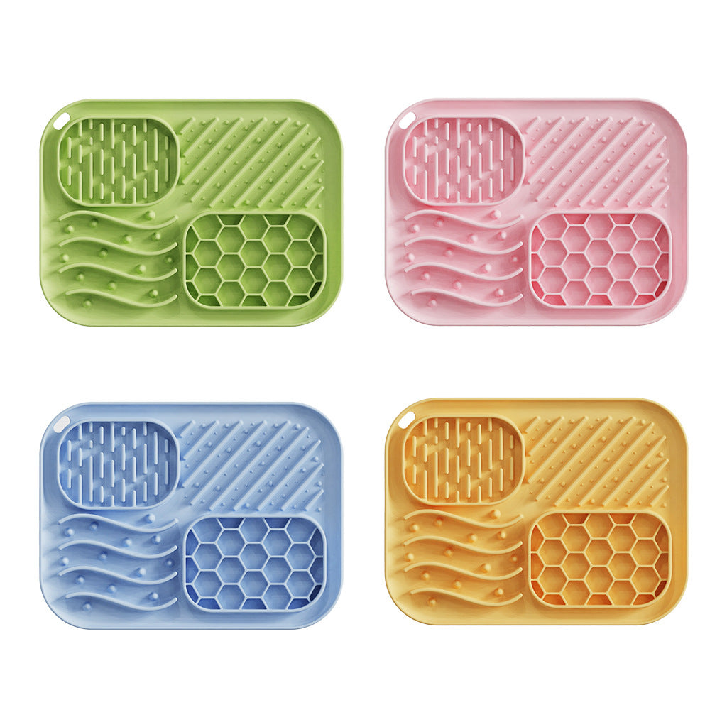 KFX-0288189 Square Silicone Slow Feeder Bowl with Suction Cup for Dogs - Four Colors Available