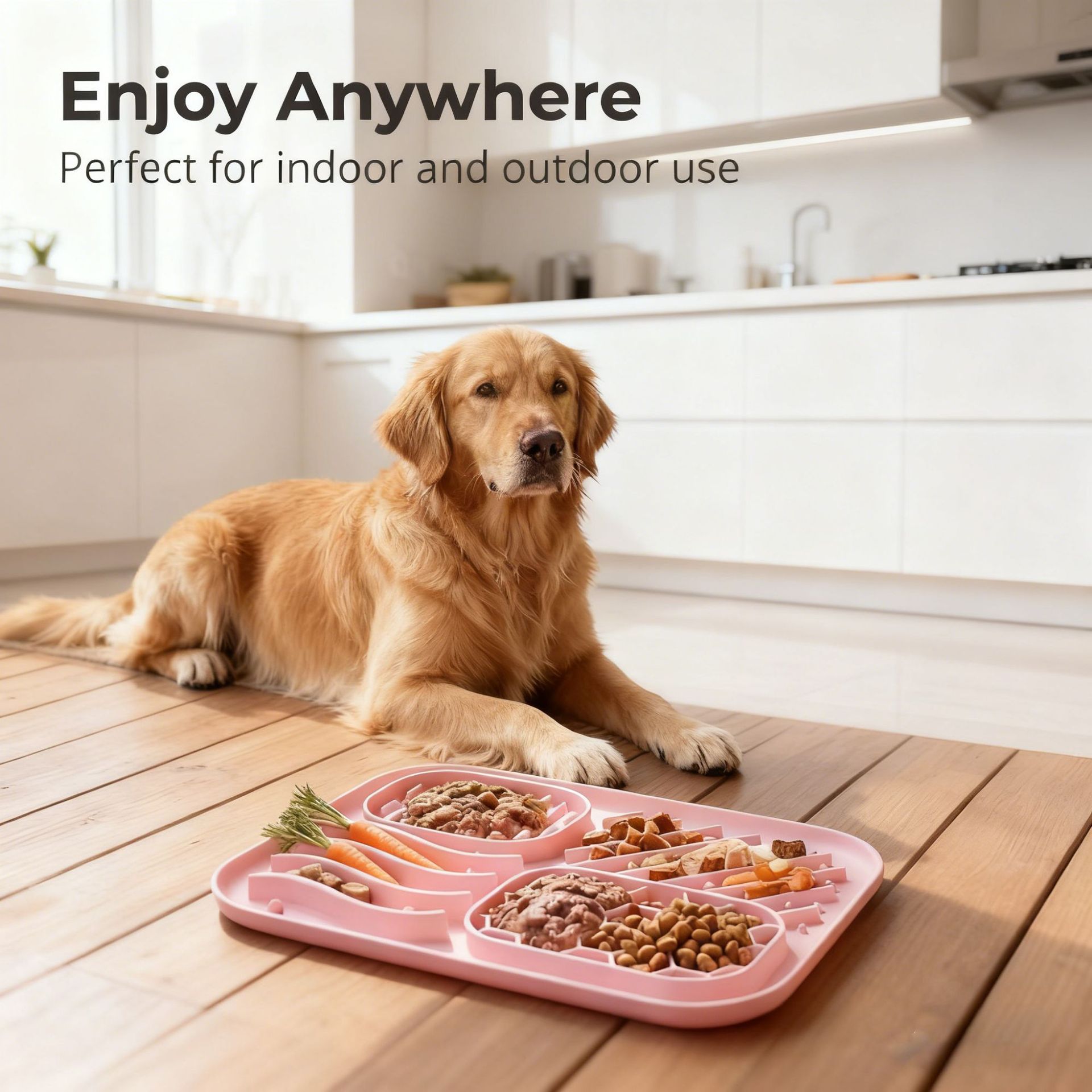 KFX-0288189 Square Silicone Slow Feeder Bowl with Suction Cup for Dogs - Four Colors Available