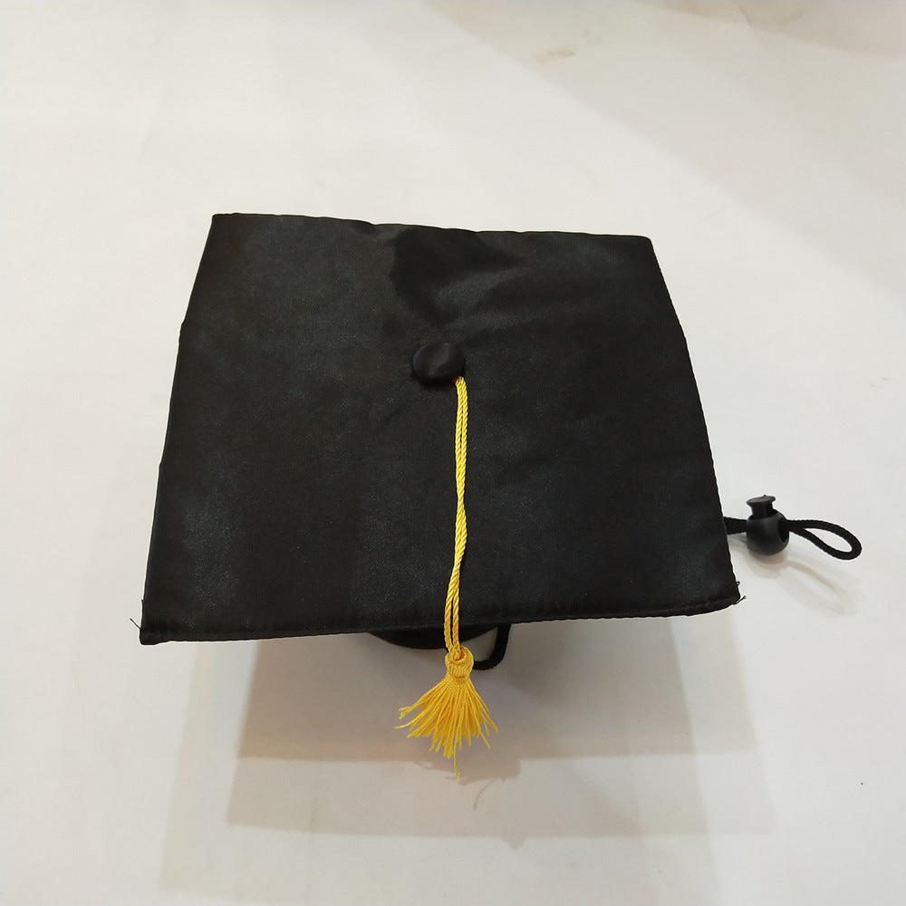 KFX-0288573 Pet Graduation Cap with Yellow Tassel for Dogs - Adjustable Fabric Design, One Size Fits All