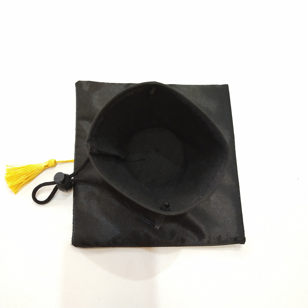 KFX-0288573 Pet Graduation Cap with Yellow Tassel for Dogs - Adjustable Fabric Design, One Size Fits All