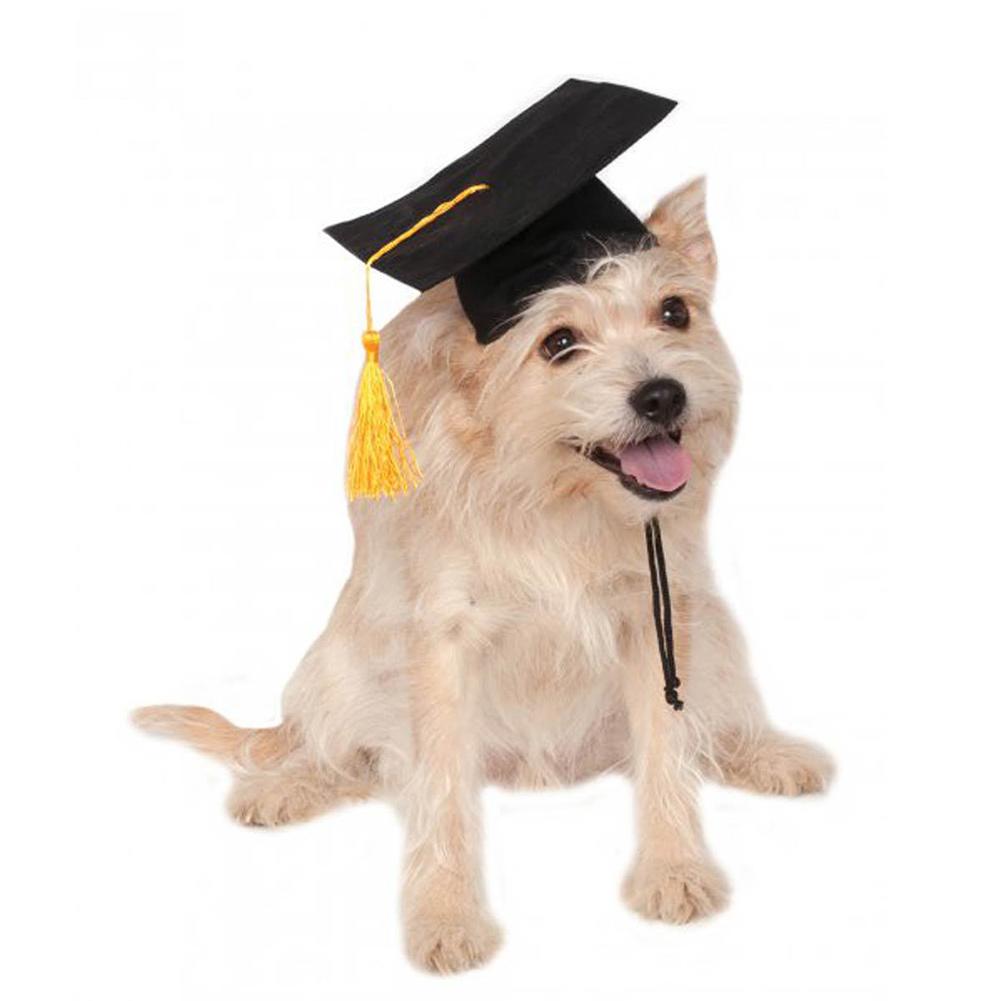 KFX-0288573 Pet Graduation Cap with Yellow Tassel for Dogs - Adjustable Fabric Design, One Size Fits All
