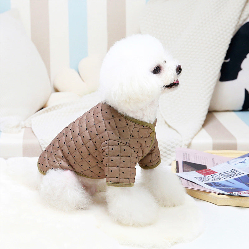 KFX-0288829 Cotton Two-Leg Dog Vest Coat with Polar Fleece Lining for Cold Weather