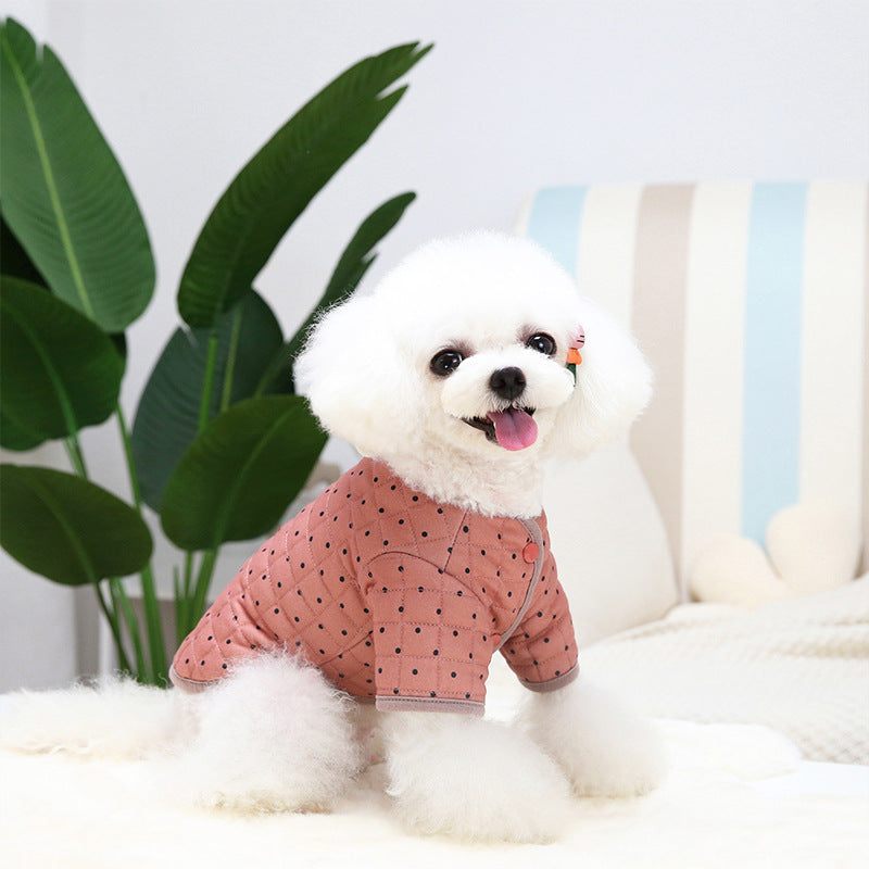 KFX-0288829 Cotton Two-Leg Dog Vest Coat with Polar Fleece Lining for Cold Weather