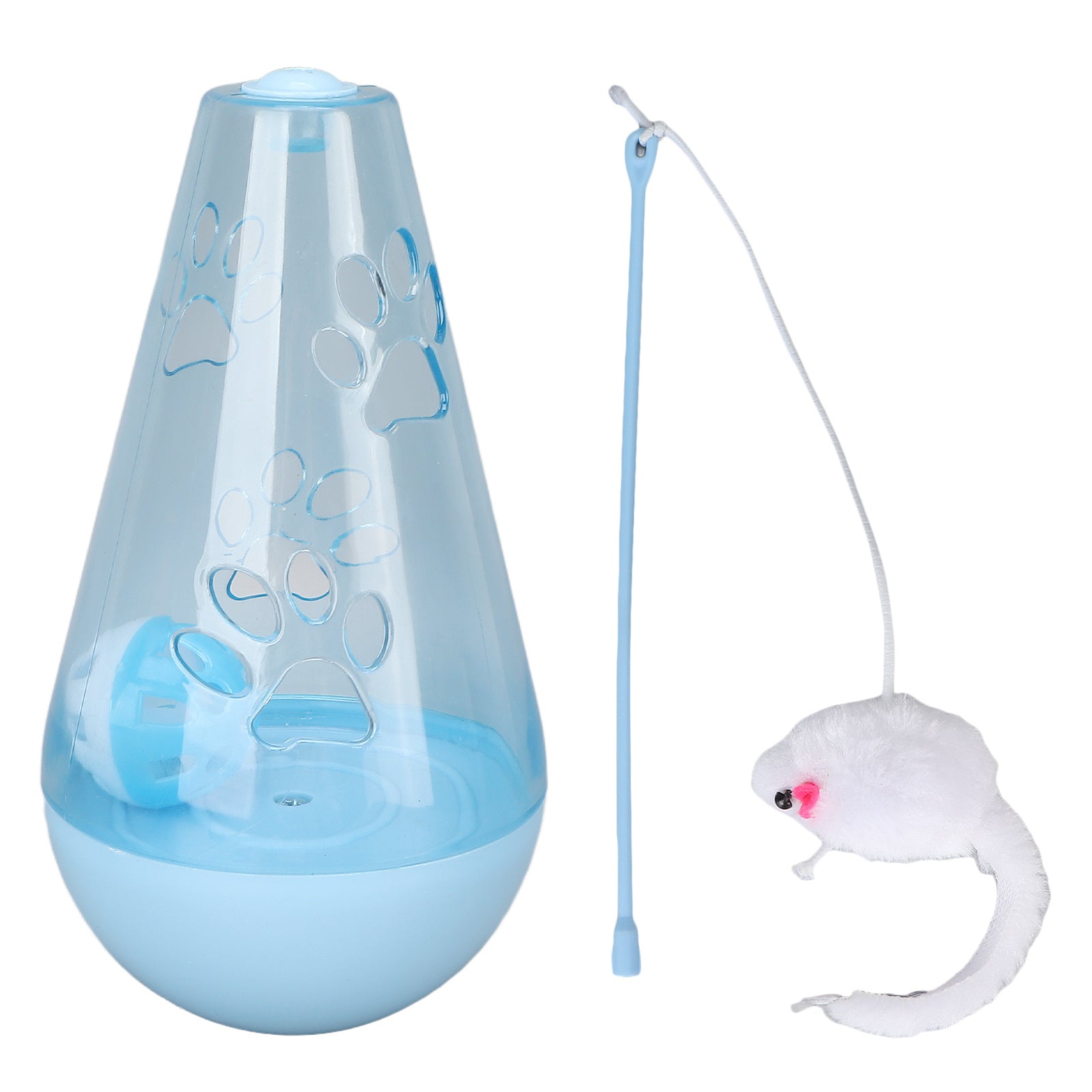 KFX-0291645 Interactive Cat Toy with Built-In Bell Ball and Plush Mouse Stick for Indoor Cats and Kittens