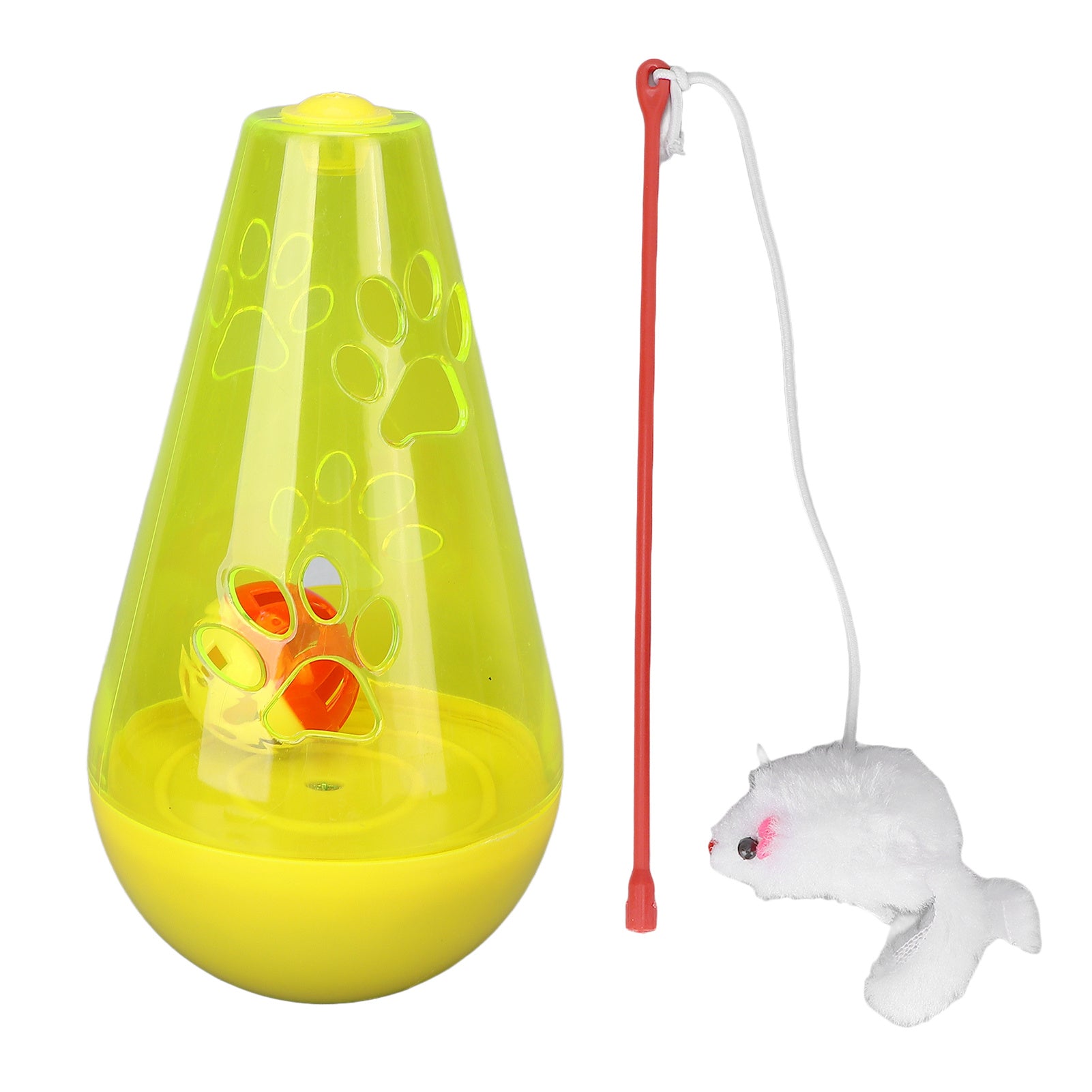 KFX-0291645 Interactive Cat Toy with Built-In Bell Ball and Plush Mouse Stick for Indoor Cats and Kittens