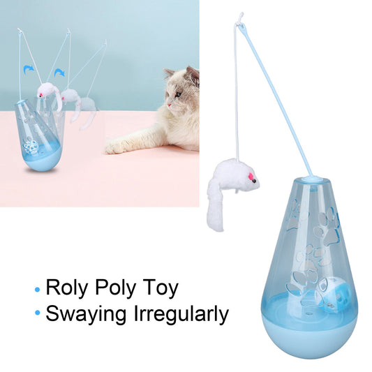 KFX-0291645 Interactive Cat Toy with Built-In Bell Ball and Plush Mouse Stick for Indoor Cats and Kittens