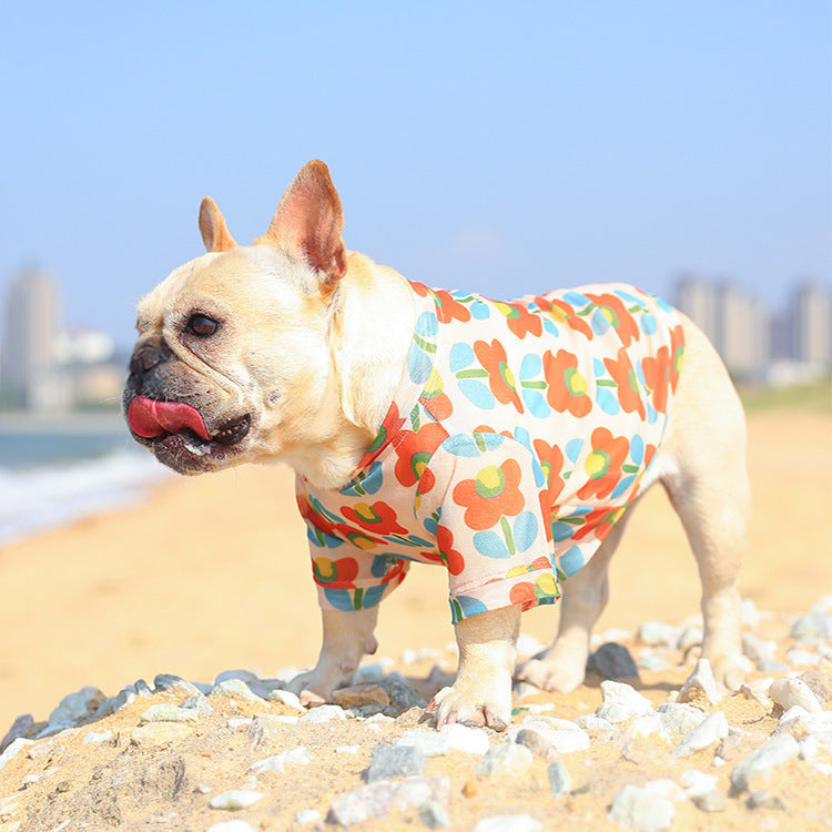 KFX-0292541 Summer Mesh Pet Clothing for Sun Protection in Floral Designs