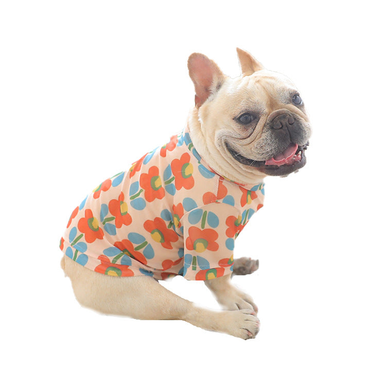 KFX-0292541 Summer Mesh Pet Clothing for Sun Protection in Floral Designs