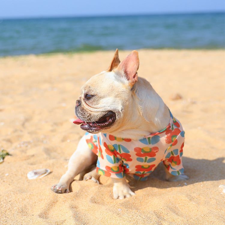 KFX-0292541 Summer Mesh Pet Clothing for Sun Protection in Floral Designs