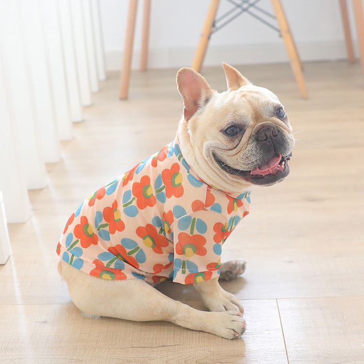 KFX-0292541 Summer Mesh Pet Clothing for Sun Protection in Floral Designs