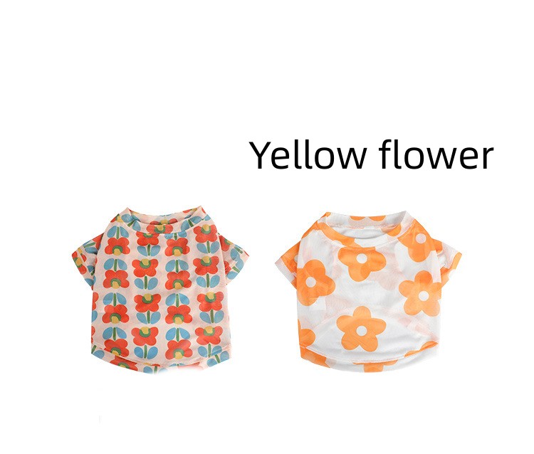 KFX-0292541 Summer Mesh Pet Clothing for Sun Protection in Floral Designs