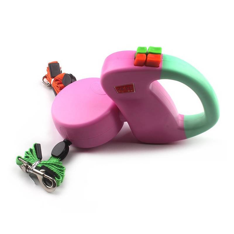 KFX-0293949 Double Headed Pet Leash with Adjustable Length and Durable Polyester Material