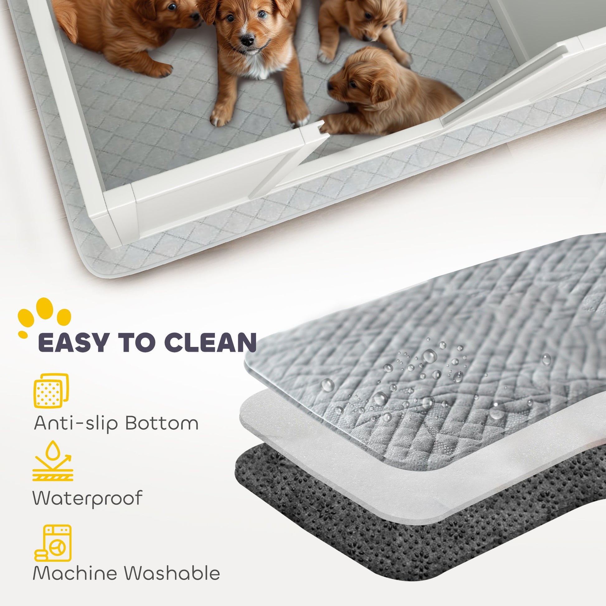 KFX-0301373 Large Dog Whelping Box with Washable Pee Pad and Adjustable Height Door, 49" x 47" x 19"