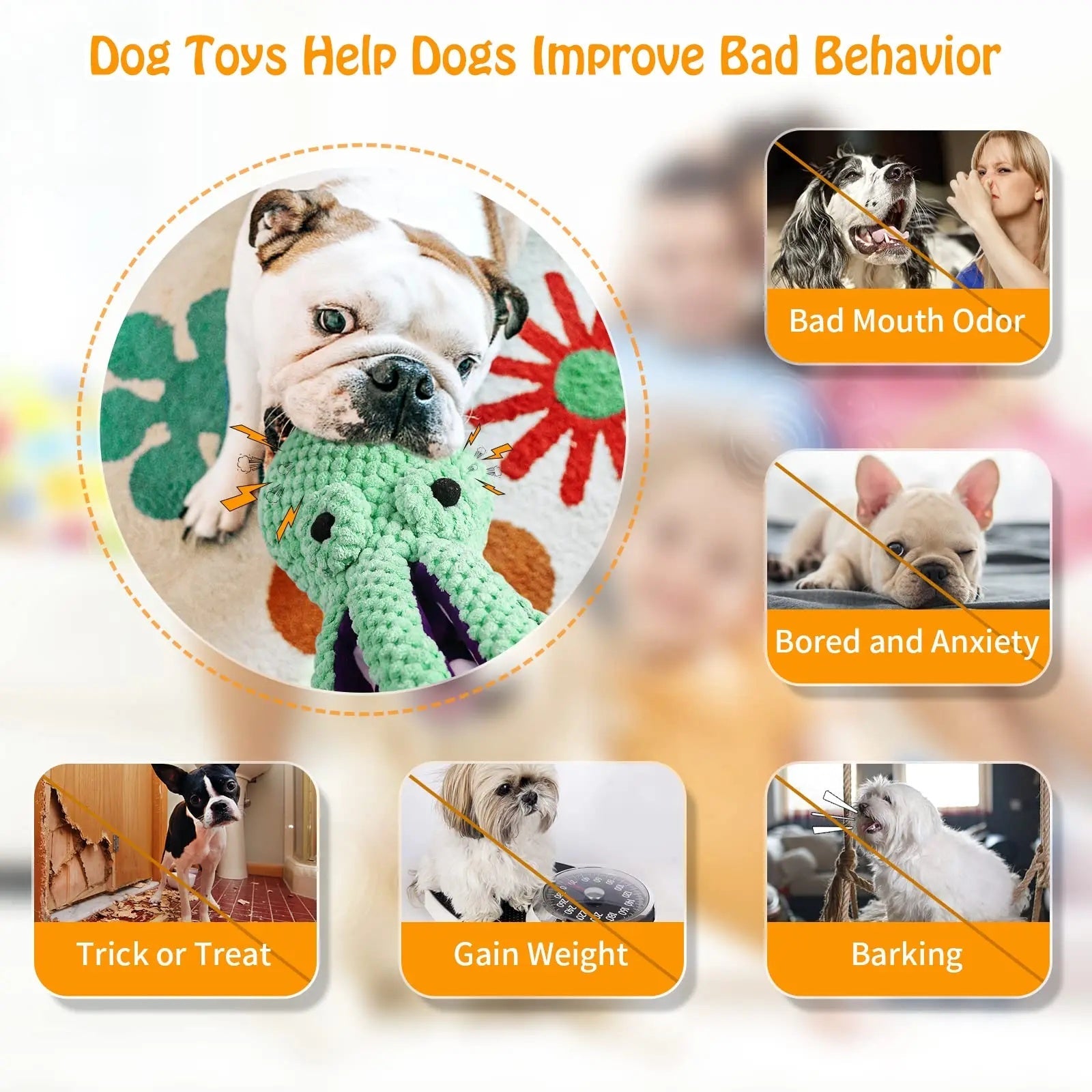 KFX-0303165 Interactive Plush Octopus Chew Toy for Dogs - Squeaky, Durable, and Ideal for Teeth Cleaning and Playtime
