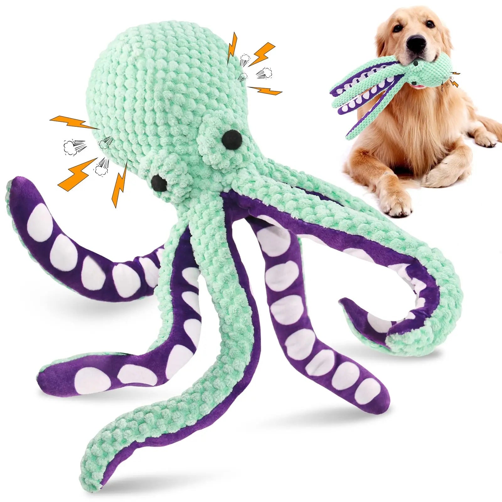 KFX-0303165 Interactive Plush Octopus Chew Toy for Dogs - Squeaky, Durable, and Ideal for Teeth Cleaning and Playtime