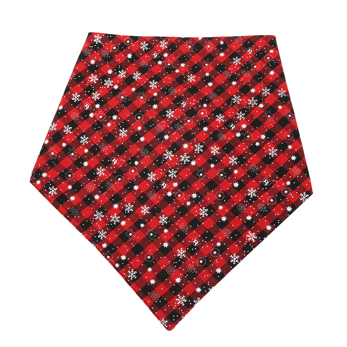 KFX-0303293 Festive Pet Triangle Towel for Dogs – Red and Green Snowflake Patterns, S & L Sizes Available