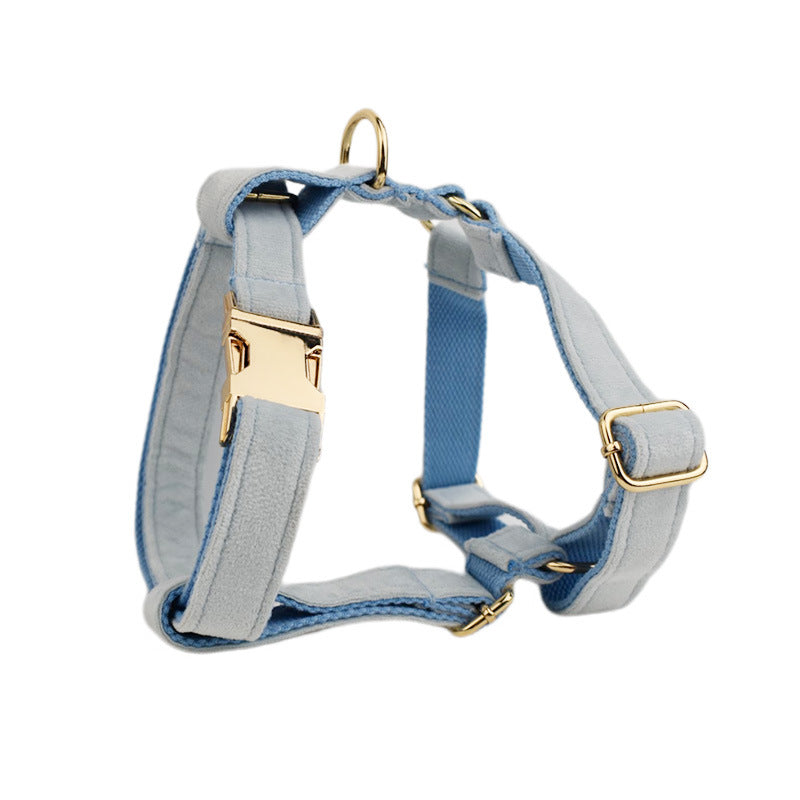 KFX-0304957 Adjustable Dog Fabric Velvet Collar Set with Rope, Bow Knot, Flower, Vest, and Poop Bag