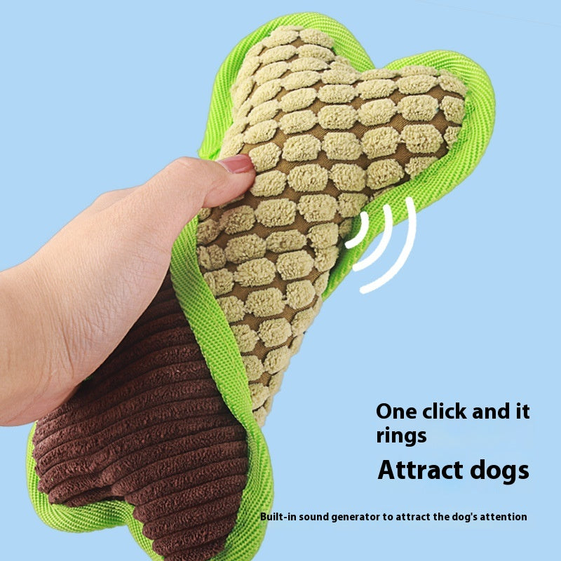 KFX-0305341 Plush Dog Voice Bone Toy for Teeth Grinding - Soft Sound Making Fun