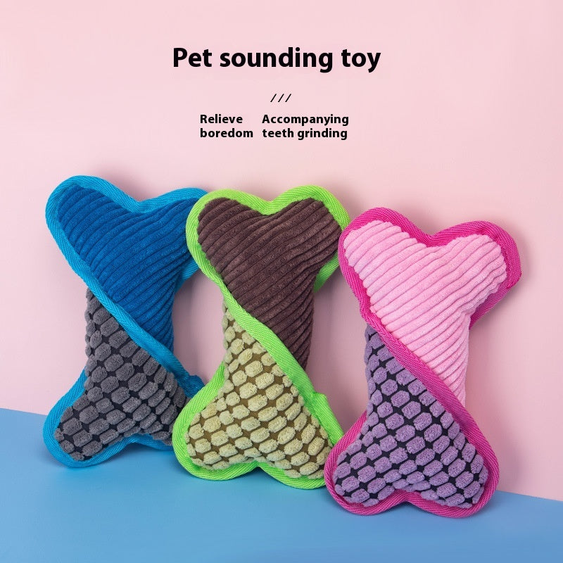 KFX-0305341 Plush Dog Voice Bone Toy for Teeth Grinding - Soft Sound Making Fun