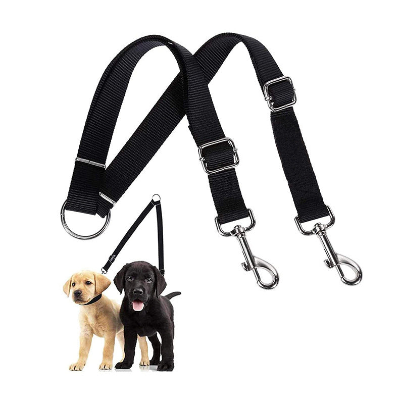 KFX-0305469 Dual-Headed Nylon Dog Leash for Convenient Pet Control