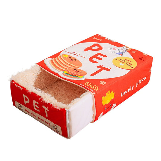 KFX-0305725 Cozy Fully Enclosed Cloth Cat Nest in Red and Blue - Available in Small and Large Sizes