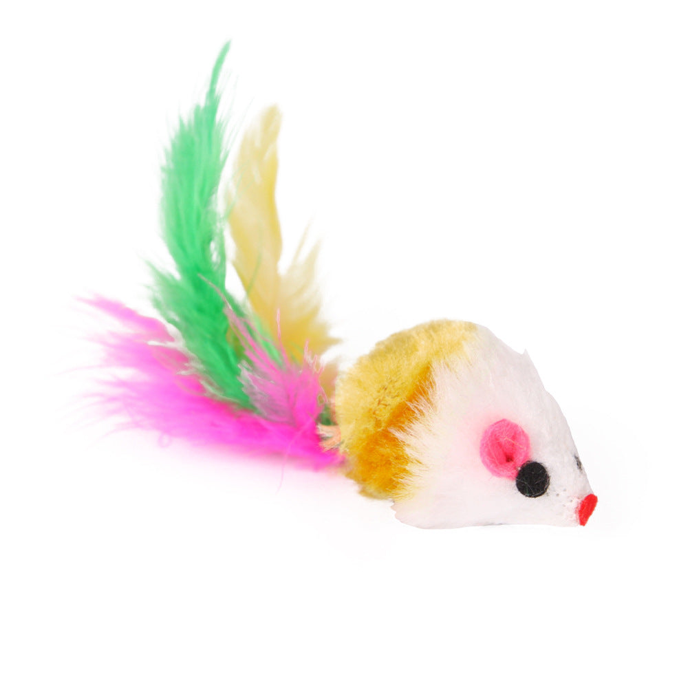 KFX-0306493 Funny Cat Stick Toy with Plush Feathers and Durable PP/Metal Materials