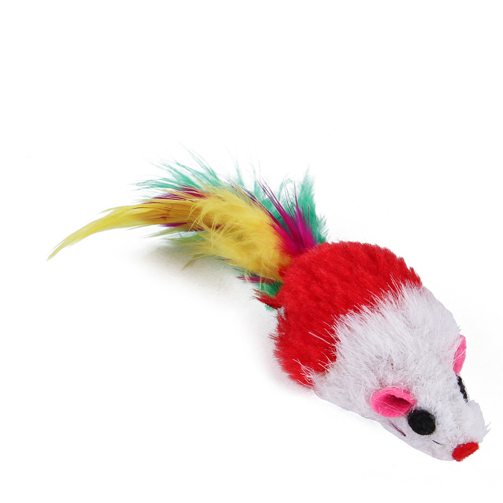 KFX-0306493 Funny Cat Stick Toy with Plush Feathers and Durable PP/Metal Materials
