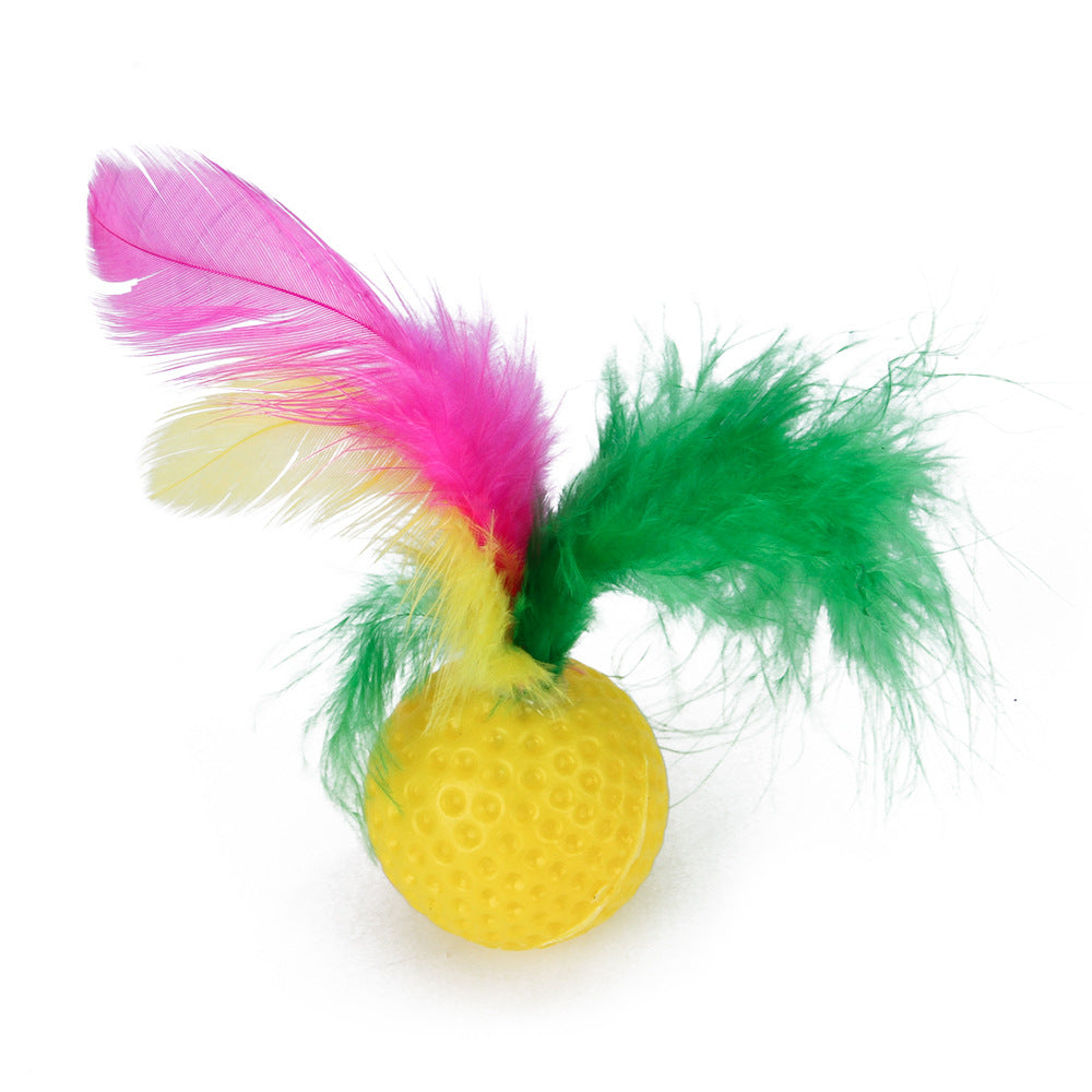 KFX-0306493 Funny Cat Stick Toy with Plush Feathers and Durable PP/Metal Materials