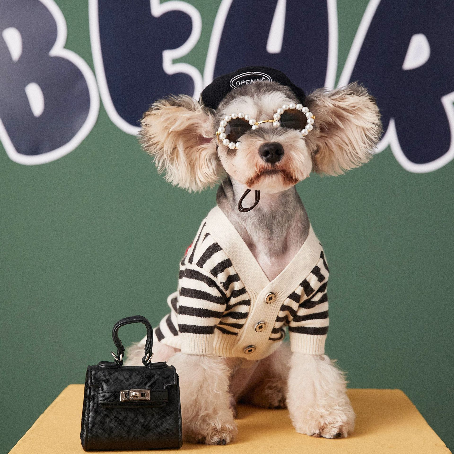 KFX-0309437 Striped Cotton Sweater Cardigan for Small Dogs - Black and Red Options Available